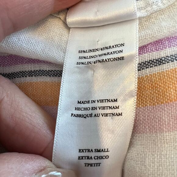 Rails Charli Shirt Merida Stripe Linen Blend Button Shirt Size XS. MSRP $178 - Picture 6 of 7